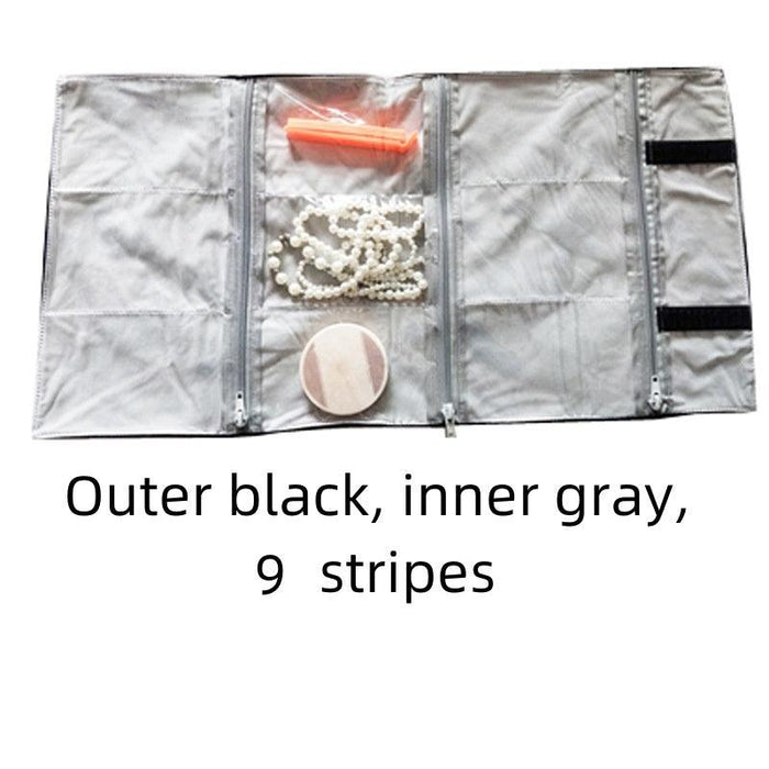 Black & Gray Velvet with Transparent PVC Jewelry Roll - Jewelry Packaging Mall