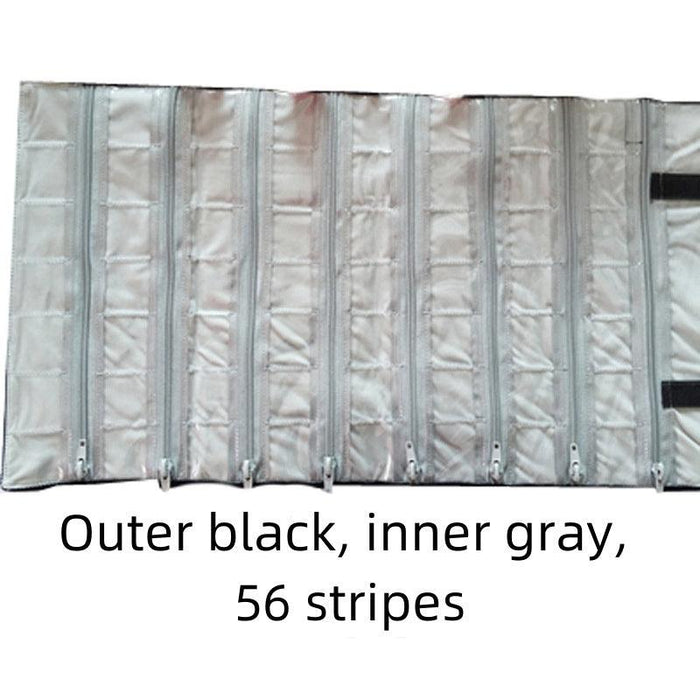 Black & Gray Velvet with Transparent PVC Jewelry Roll - Jewelry Packaging Mall