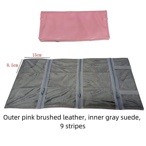 Pink Brushed Leather & Dark Gray Velvet Jewelry Roll - Jewelry Packaging Mall