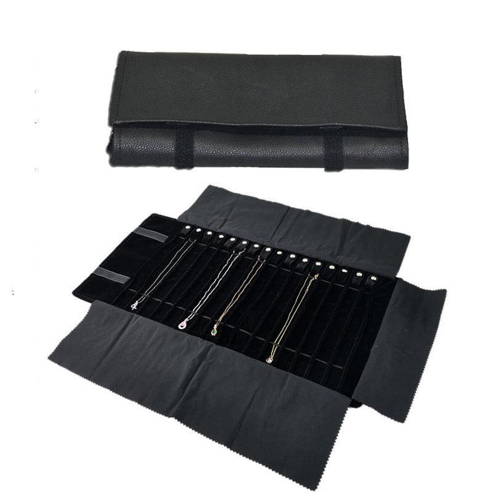 16-Compartment Anti-Tangle Portable Jewelry Roll (with elastic band) - Jewelry Packaging Mall